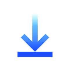 Data loading icon. A vector image showing the file download. Gradient arrow from light blue to dark blue color.