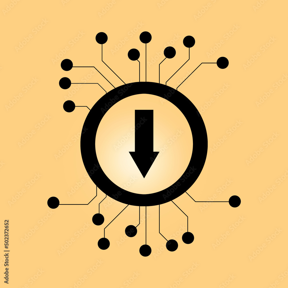 Poster 2d rendering downloading arrow icon