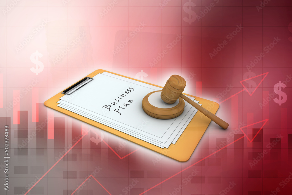 Poster 3d rendering hammer in documents