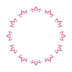 Round floral frame. Design for a greeting card or invitation isolated on white background