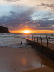 Sunrise view from Bilgola Beach rock pool, Sydney, Australia.