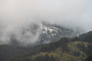 Clouds on mountains in Oregon