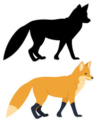fox flat design, isolated on white background, vector