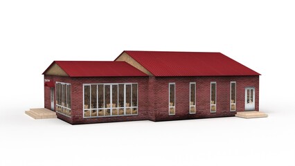 Village shop render on a white background. 3D rendering