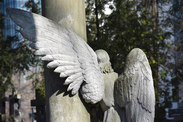 cemetery tombstones monuments old powazki