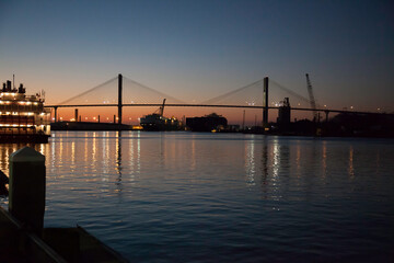 Fototapeta na wymiar Savannah bridge at sunset