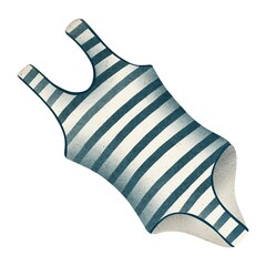 Hand Drawing one-piece Striped Swimsuit. Beautiful Beach and Swimming pool Clothes. Use for poster, stickers, print, shop, design