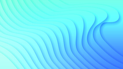 Abstract Paper Cut Wavy Sea Ocean Wave Water Blue White Background Vector Design