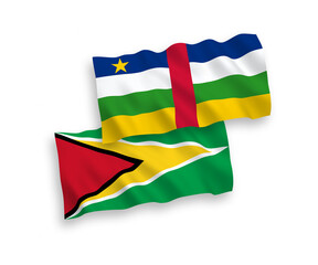 Flags of Central African Republic and Co-operative Republic of Guyana on a white background