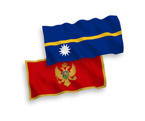 Flags of Montenegro and Republic of Nauru on a white background