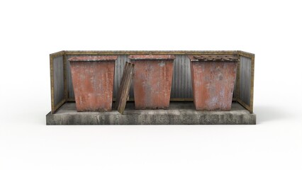 Old industrial building render on a white background. 3D rendering