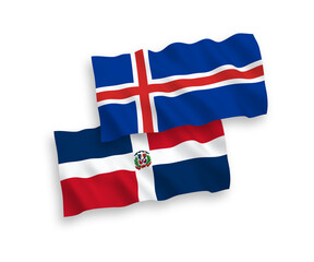 Flags of Dominican Republic and Iceland on a white background