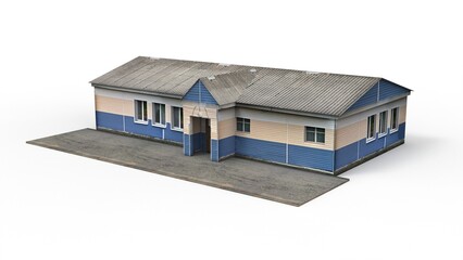 Village shop render on a white background. 3D rendering