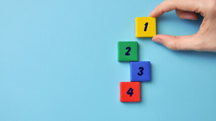 Cubes with numbers: 1,2,3,4. The order of priority in any activity is correct