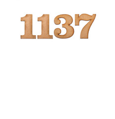 Number 1137 - Piece of wood isolated on white background
