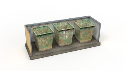 Old industrial building render on a white background. 3D rendering