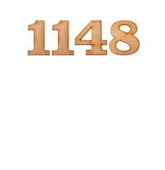 Number 1148 in wood, isolated on white background