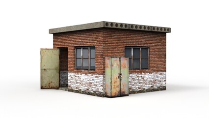 Old industrial building render on a white background. 3D rendering