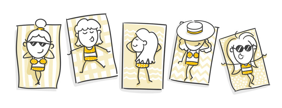 Strichfiguren / Strichm&auml;nnchen: Urlaub, Strandurlaub, Sommerferien. (Nr. 813)