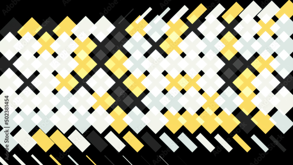 Poster abstract animation of multicolored geometric patterns appearing and disappearing one by one on the b