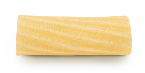 raw italian tortiglioni pasta isolated on white background with clipping path and full depth of field