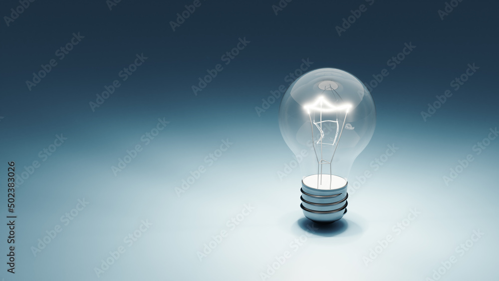 Poster a light bulb that expresses an idea, 3drendering