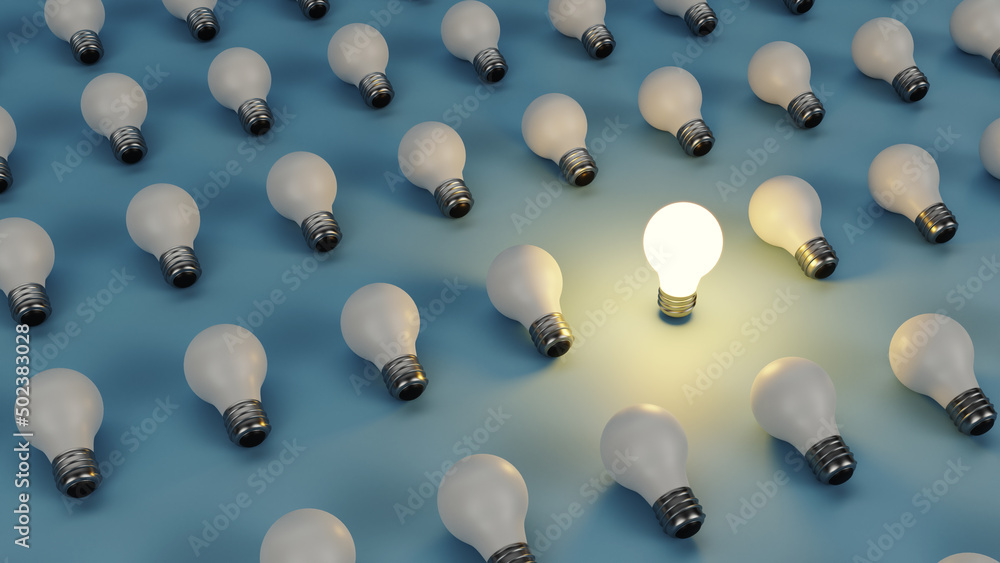 Poster a light bulb that expresses an idea, 3drendering
