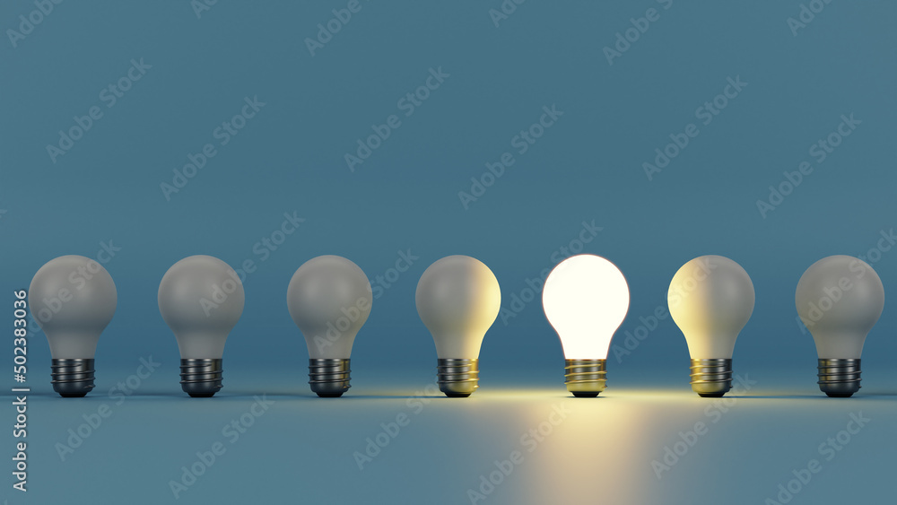 Poster a light bulb that expresses an idea, 3drendering