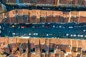 Aerial view of Pescia, a small town near Pistoia, Tuscany, Italy.