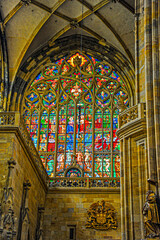 Fototapeta na wymiar Interior of the St. Vitus Cathedral in Prague, the largest and the most important temple in Prague.