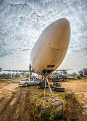 Aerial view of Dumped old airplane around Chiang Mai, Thailand