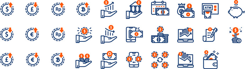 Simple Set Of currency Related Vector Line mixed Icons