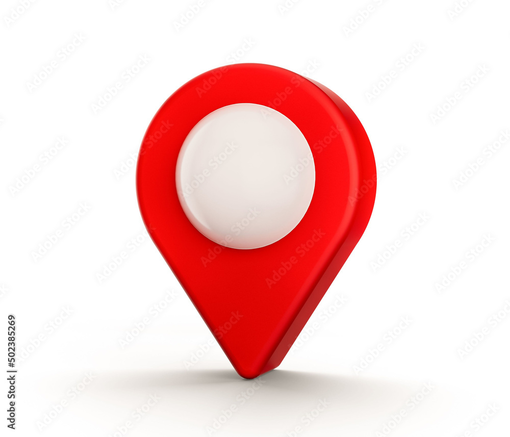 Poster 3d illustration of map pointer on isolated background.