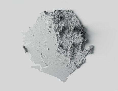 3d render of Sierra Leone Map Shaded relief map 3d illustration