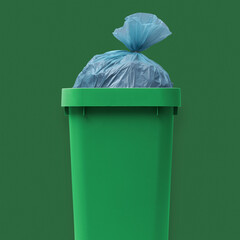 Garbage bag in a waste bin