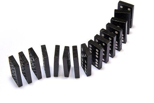 Black dominos in chain on white background