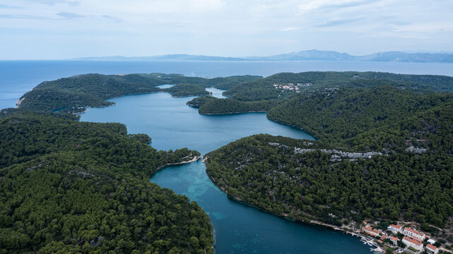 Aerial view of Mljet national park, Island Mljet, Croatia.