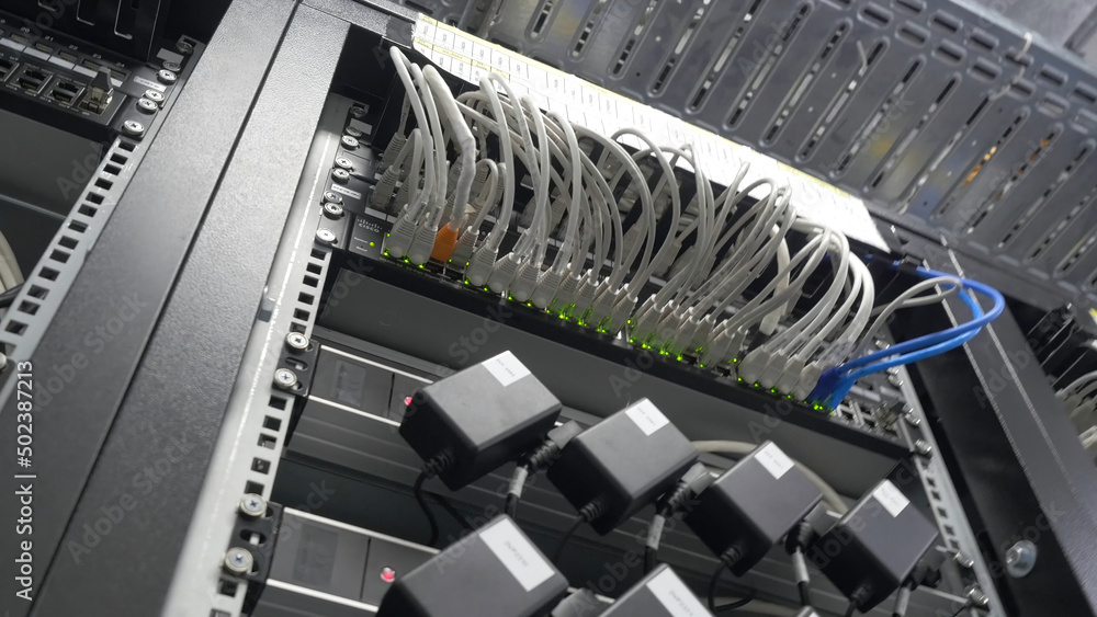 Poster storage servers are located in the server room of the data center. back of the server installed in t