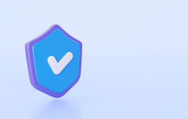 3d shield icon. The concept of a system of services for secure payment online web protection. 3d rendering
