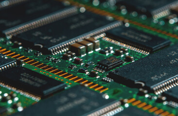 Printed circuit board with electronic components.