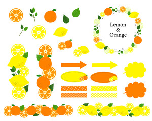 レモンとオレンジのイラスト素材セット