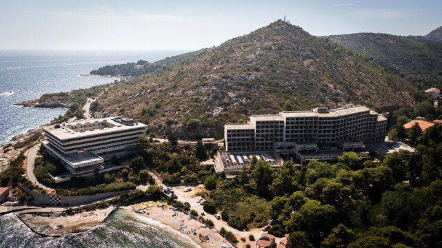 Aerial View of Kupari Hotel Complex, Dubrovnik, Croatia.