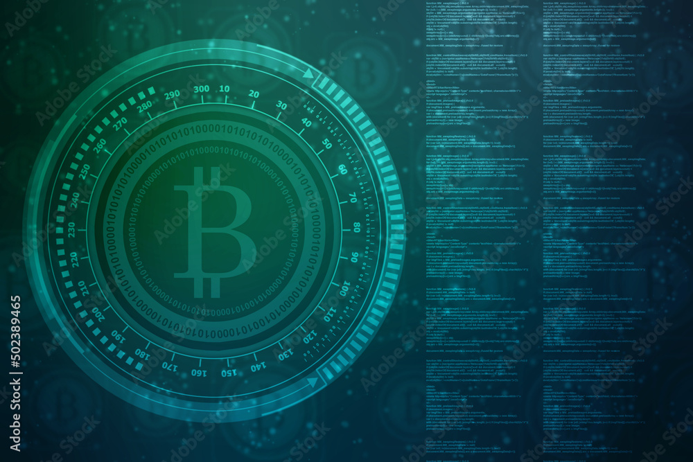 Poster global abstract bitcoin crypto currency blockchain technology world map background illustration