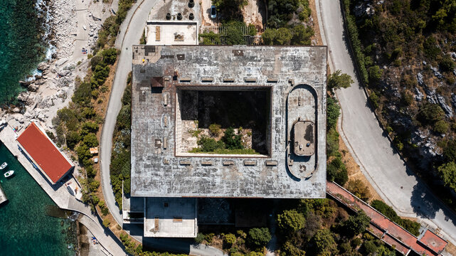Aerial View of Kupari Hotel Complex, Dubrovnik, Croatia.