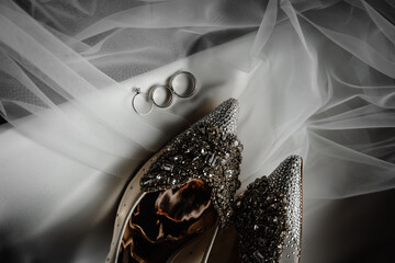 bride's shoes, shoes, veil and accessories
