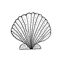 Hand-drawn seashell spiral with a texture of many dots.