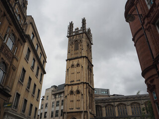 Beautiful shot of St Stephens Church under the cloudy skies in Bristol, UK