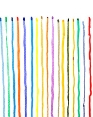 Abstract watercolor lines pattern background. Colorful watercolor painted brush strokes on white. Close-up.