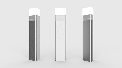 Triangle Metal of three tin boxes for Pencils, tea or candies, dry products,  on white background