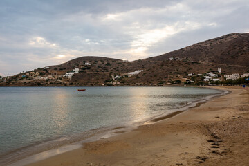 Fototapeta na wymiar Sea bay of Chora town on Ios Island. Cyclades, Greece